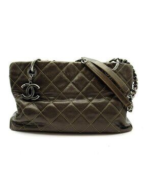 Chanel Chain Shoulder Bag Soft Caviar Leather Brown